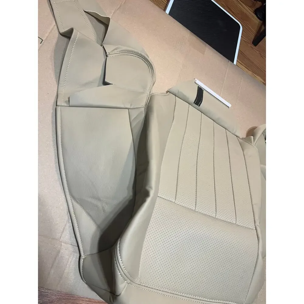 GXARTS Tan#KC Leather Driver Side Bottom Seat Cover Perforated Replacement(1pcs)